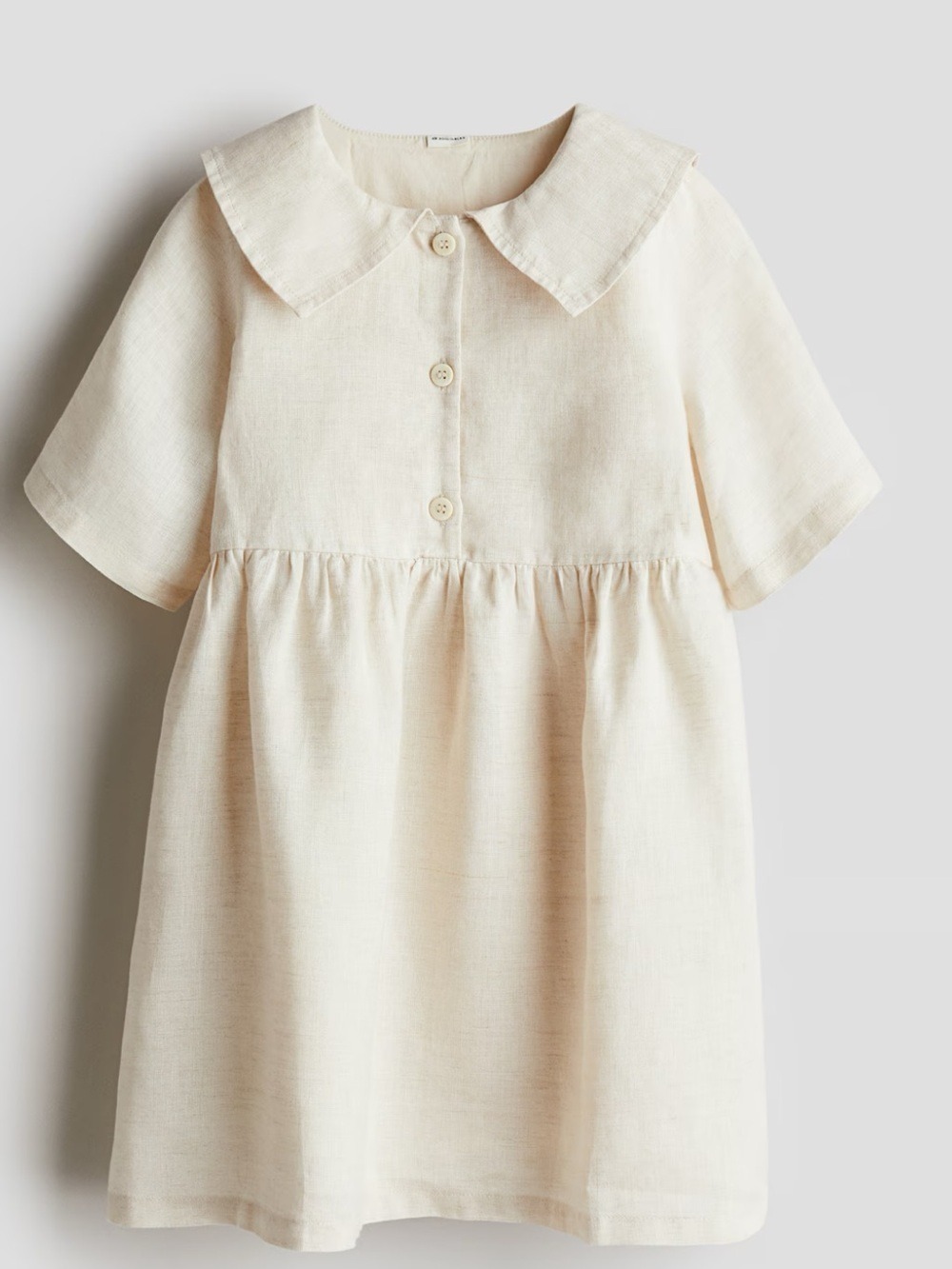 Cream Linen Baby/Toddler Dress with Peter Pan Collar